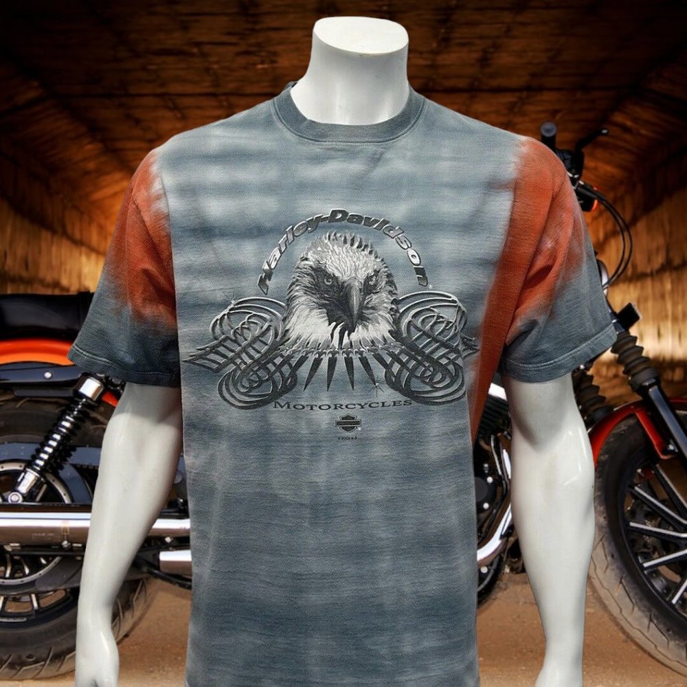 Rare Harley Davidson Gray Orange Tie Dye 2005 Super Bikes St. Maarten T-Shirt XL